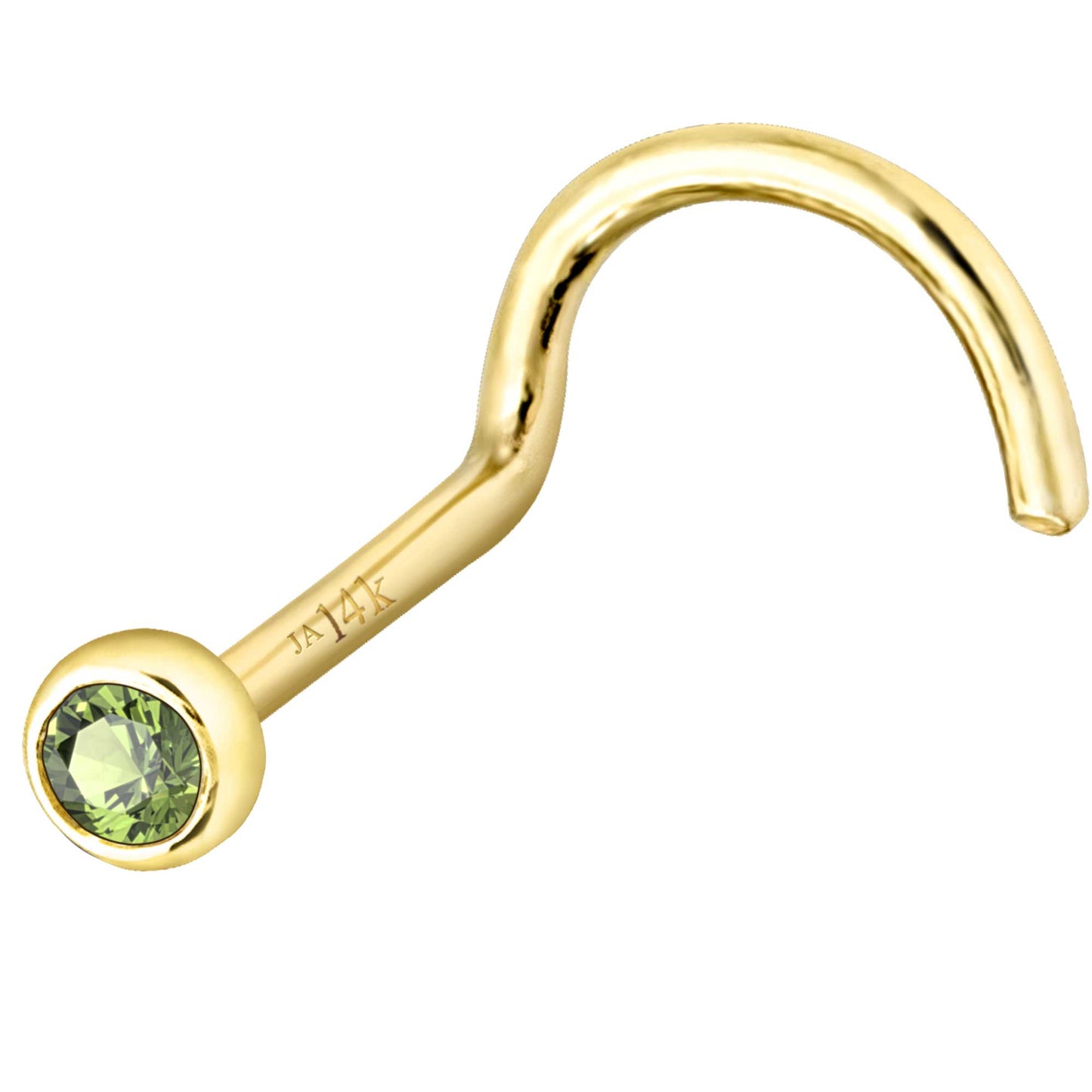 Jewelry Avalanche 22G 14K Gold Bezel-set Peridot Nose Screw Nose Stud