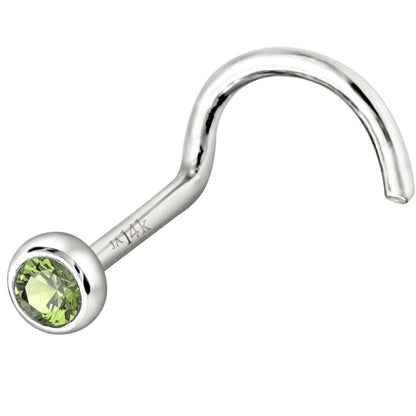 Jewelry Avalanche 22G 14K Gold Bezel-set Peridot Nose Screw Nose Stud