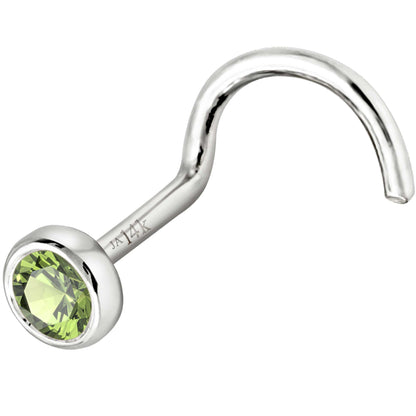 Jewelry Avalanche 22G 14K Gold Bezel-set Peridot Nose Screw Nose Stud
