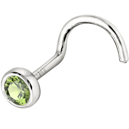 Jewelry Avalanche 22G 14K Gold Bezel-set Peridot Nose Screw Nose Stud