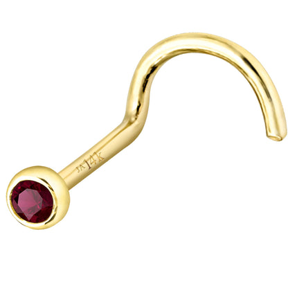 Jewelry Avalanche 22G 14K Gold Bezel-set Ruby Nose Screw Nose Stud