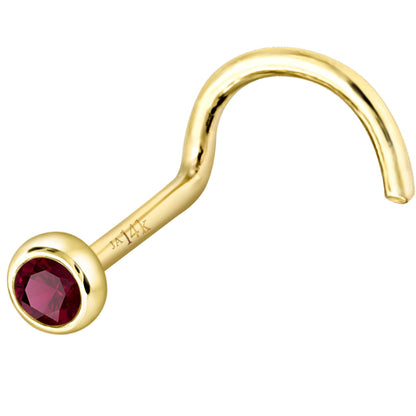 Jewelry Avalanche 22G 14K Gold Bezel-set Ruby Nose Screw Nose Stud