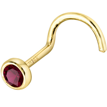 Jewelry Avalanche 22G 14K Gold Bezel-set Ruby Nose Screw Nose Stud