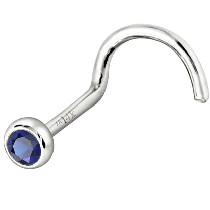Jewelry Avalanche 22G 14K Gold Bezel-set Blue Sapphire Nose Screw Nose Stud