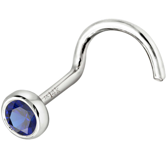 Jewelry Avalanche 22G 14K Gold Bezel-set Blue Sapphire Nose Screw Nose Stud
