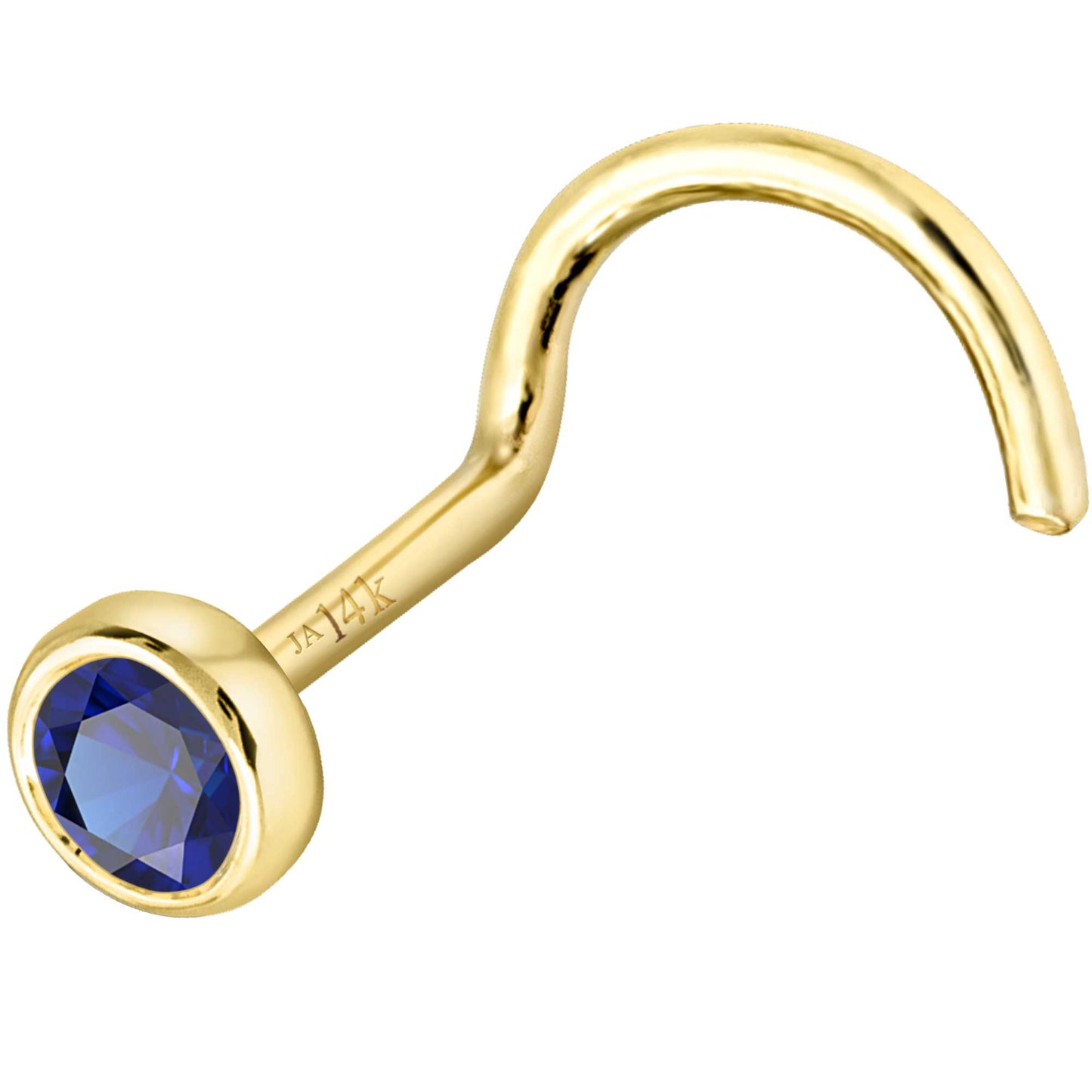 Jewelry Avalanche 22G 14K Gold Bezel-set Blue Sapphire Nose Screw Nose Stud