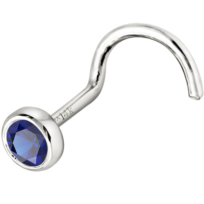 Jewelry Avalanche 22G 14K Gold Bezel-set Blue Sapphire Nose Screw Nose Stud