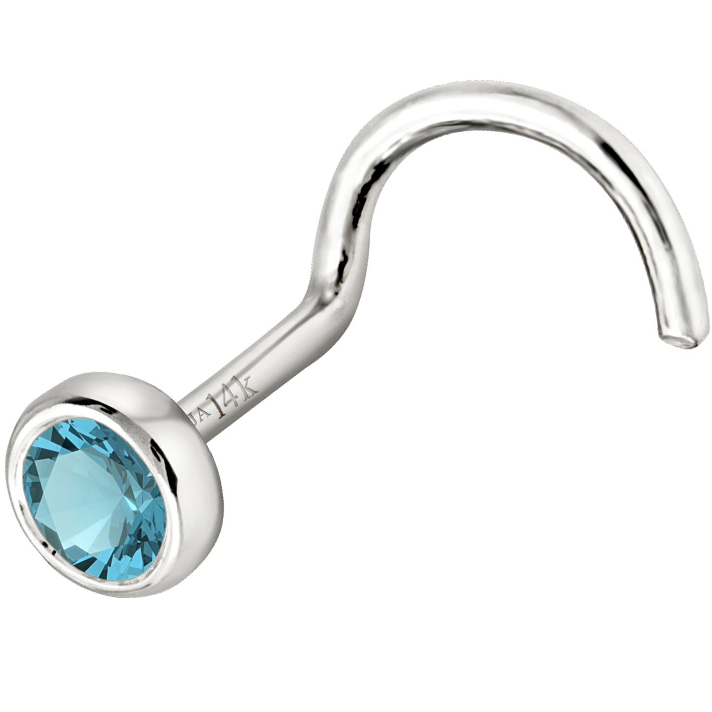 Jewelry Avalanche 22G 14K Gold Bezel-set Blue Topaz Nose Screw Nose Stud