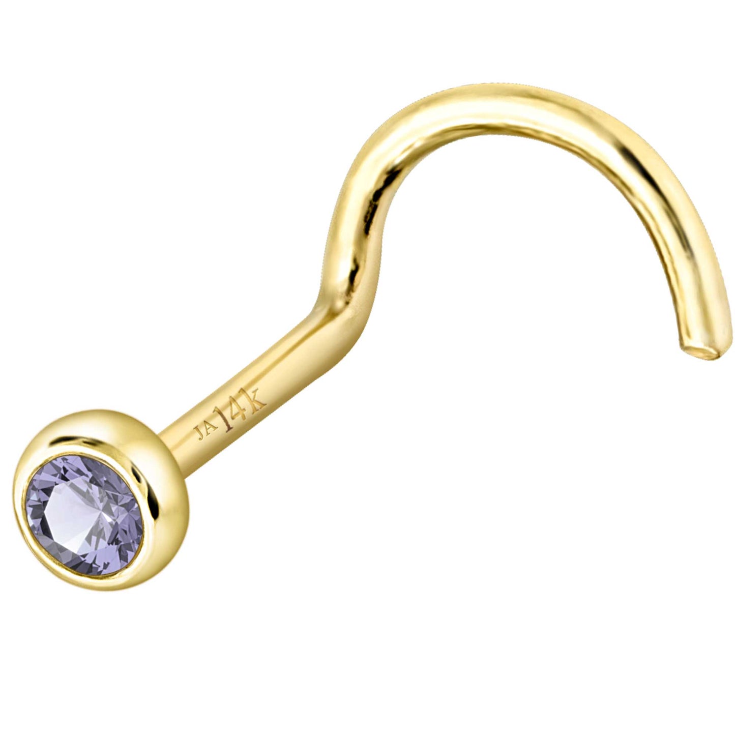 Jewelry Avalanche 22G 14K Gold Bezel-set Tanzanite Nose Screw Nose Stud