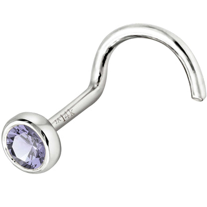 Jewelry Avalanche 22G 14K Gold Bezel-set Tanzanite Nose Screw Nose Stud