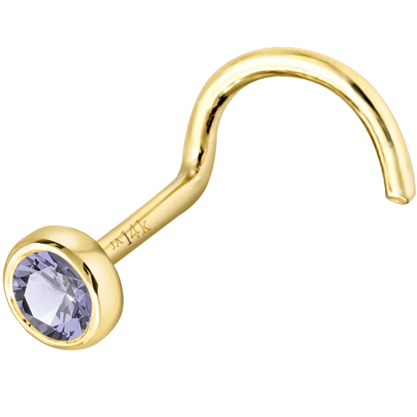 Jewelry Avalanche 22G 14K Gold Bezel-set Tanzanite Nose Screw Nose Stud