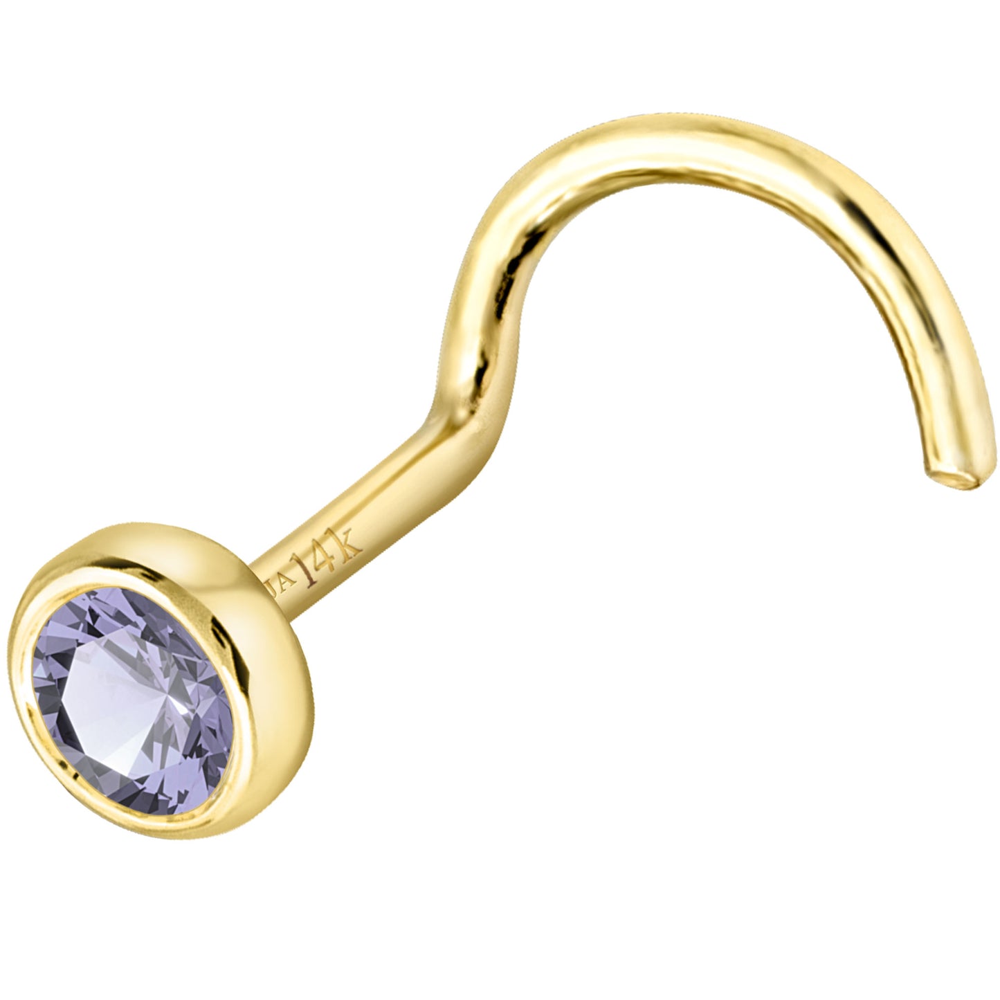 Jewelry Avalanche 22G 14K Gold Bezel-set Tanzanite Nose Screw Nose Stud