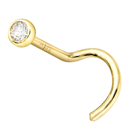 Jewelry Avalanche 22G 14K Gold Bezel-set Diamond Nose Screw Nose Stud