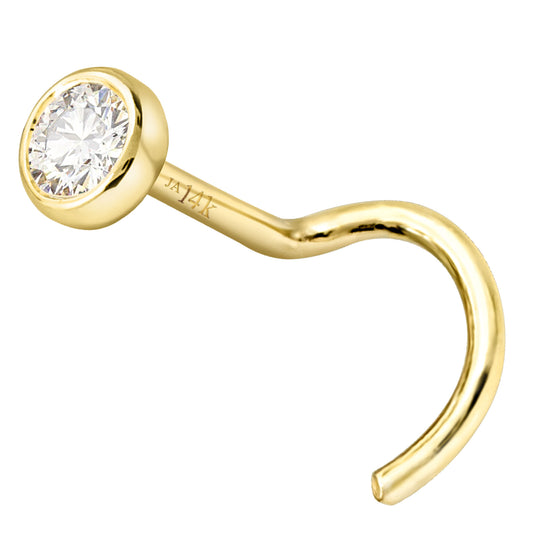 Jewelry Avalanche 22G 14K Gold Bezel-set Diamond Nose Screw Nose Stud