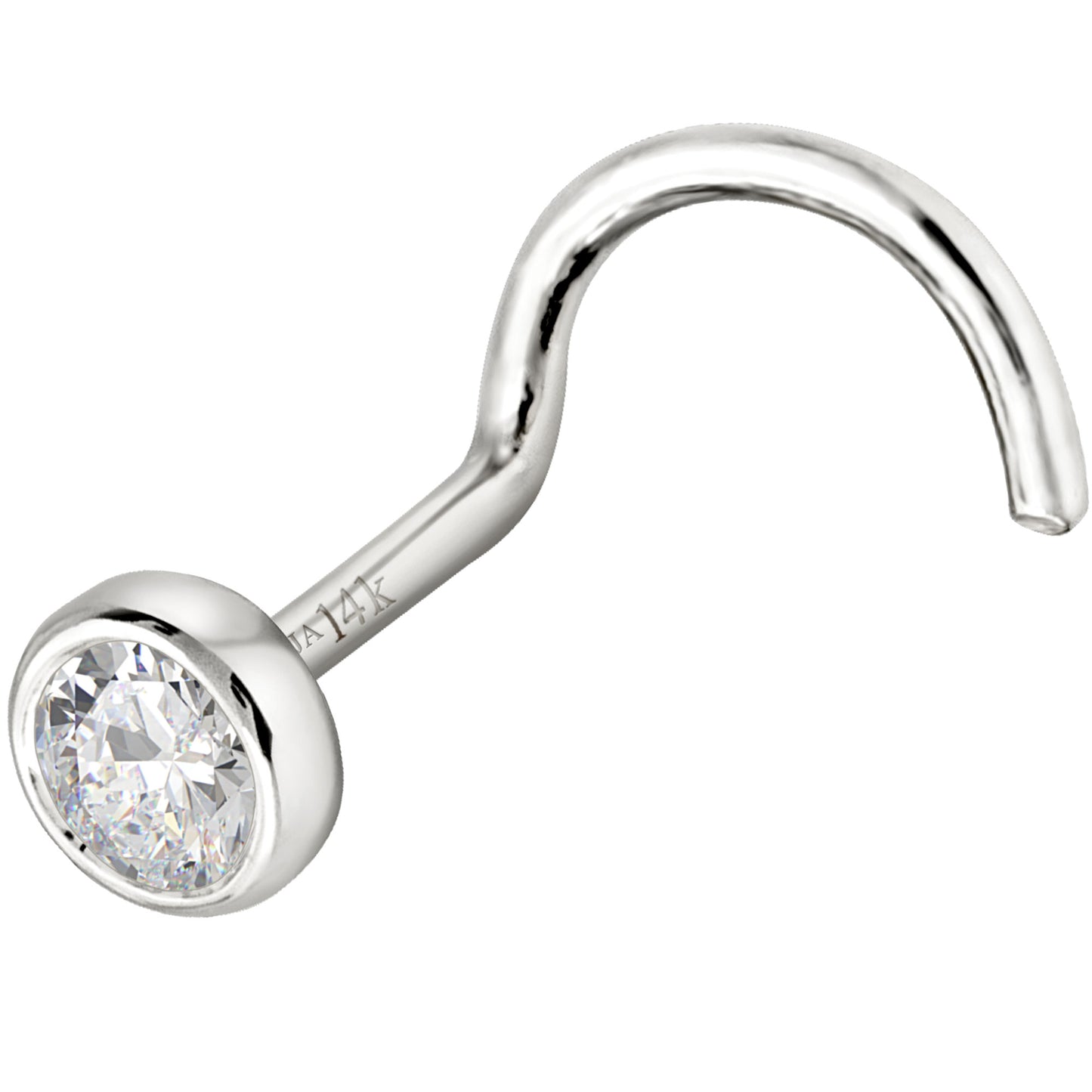 Jewelry Avalanche 22G 14K Gold Bezel-set Diamond Nose Screw Nose Stud