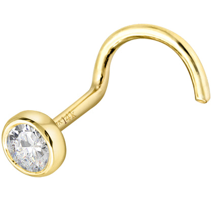 Jewelry Avalanche 22G 14K Gold Bezel-set Diamond Nose Screw Nose Stud