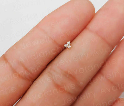 Jewelry Avalanche 22G 14K Gold 3-stone 0.03ctw Moissanite Screw Nose Stud