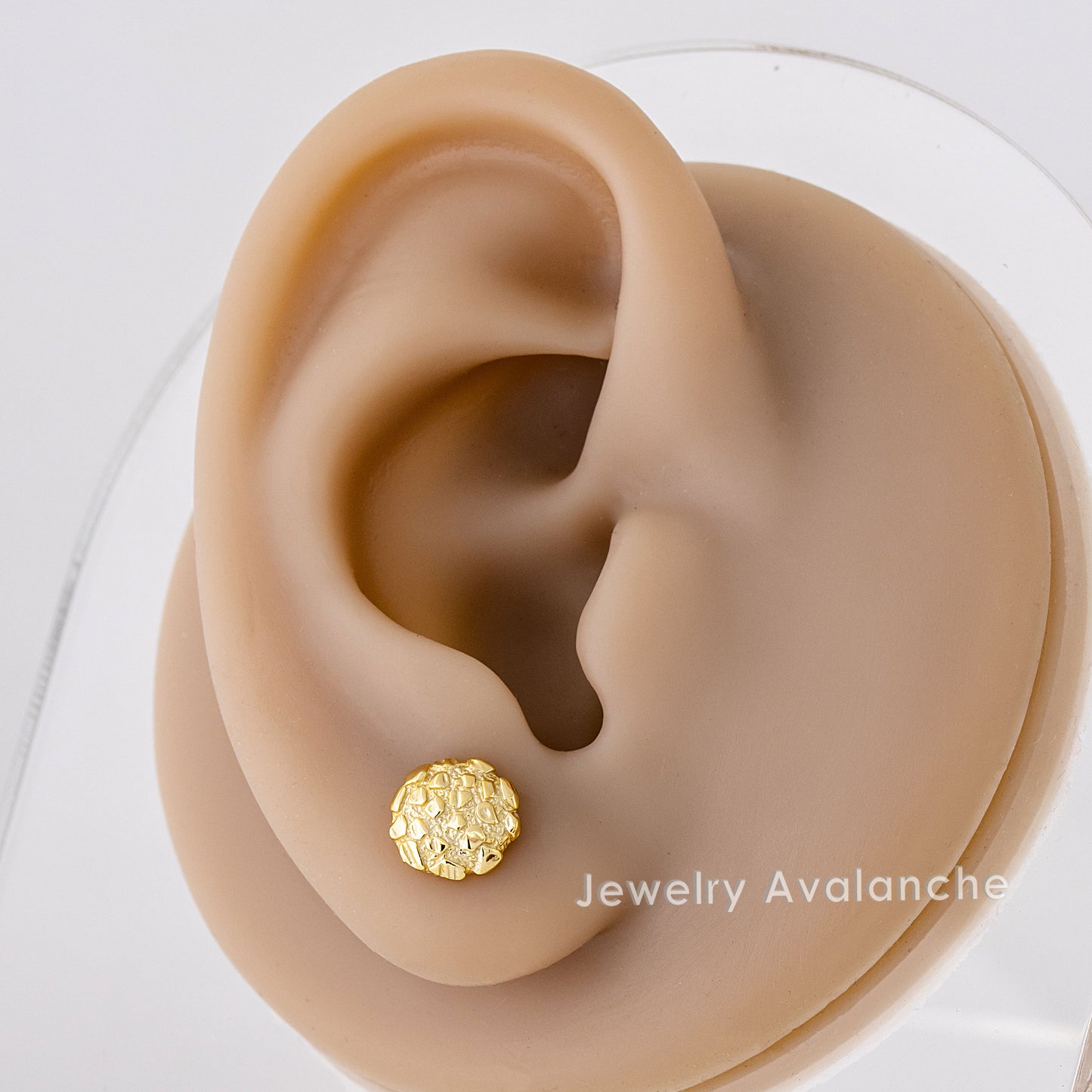 Nugget Stud Earrings - Yellow Gold Plated Sterling Silver Textured Chunky Studs