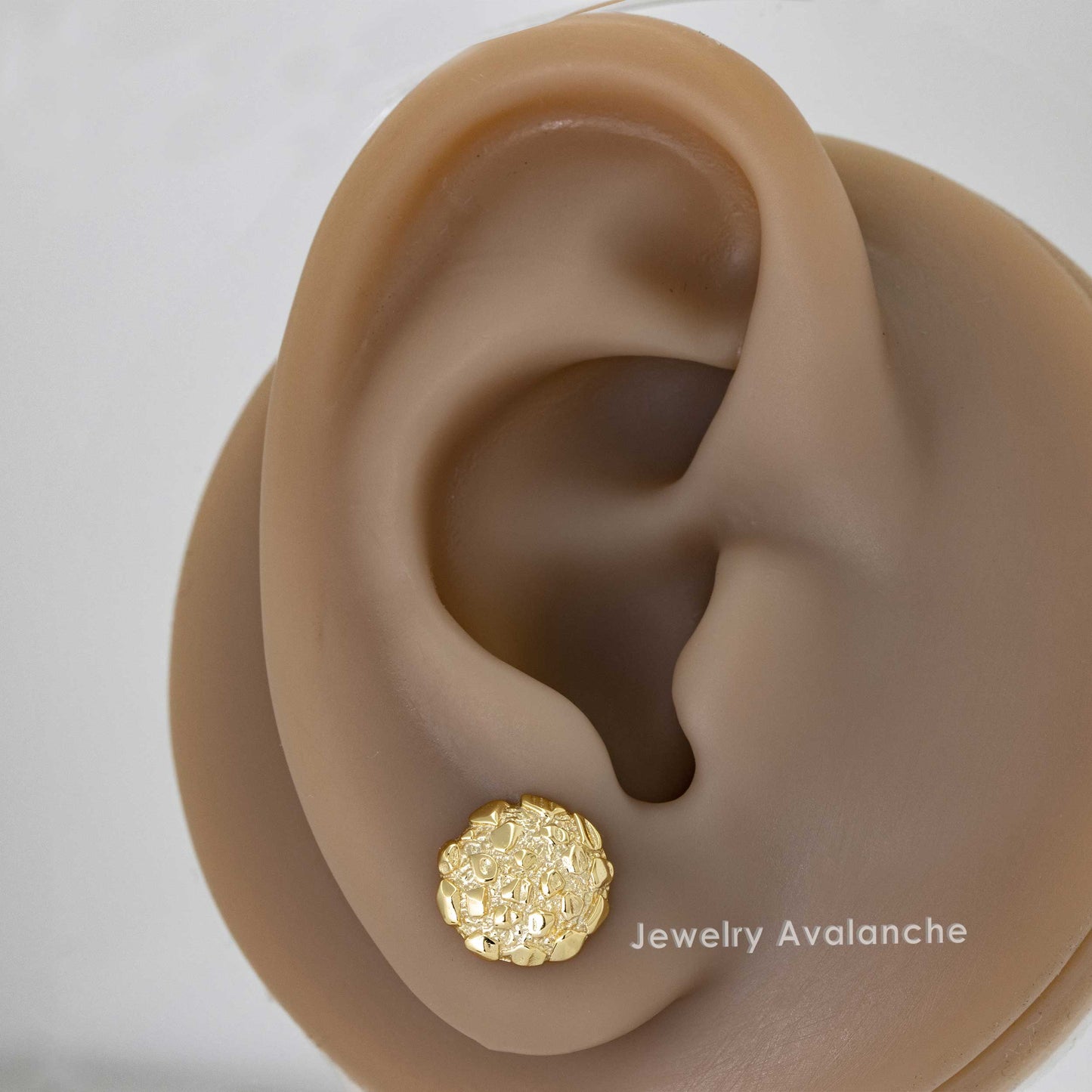 Nugget Stud Earrings - Yellow Gold Plated Sterling Silver Textured Chunky Studs