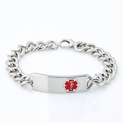 Jewelry Avalanche 9" Stainless Steel Men's Medical ID Bracelet, Curb Link Chain