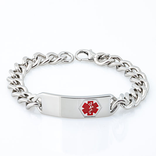 Jewelry Avalanche 9" Stainless Steel Men's Medical ID Bracelet, Curb Link Chain