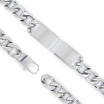 Jewelry Avalanche 8.5" Stainless Steel Men's ID Bracelet, Curb Link Chain, Lobster Clasp
