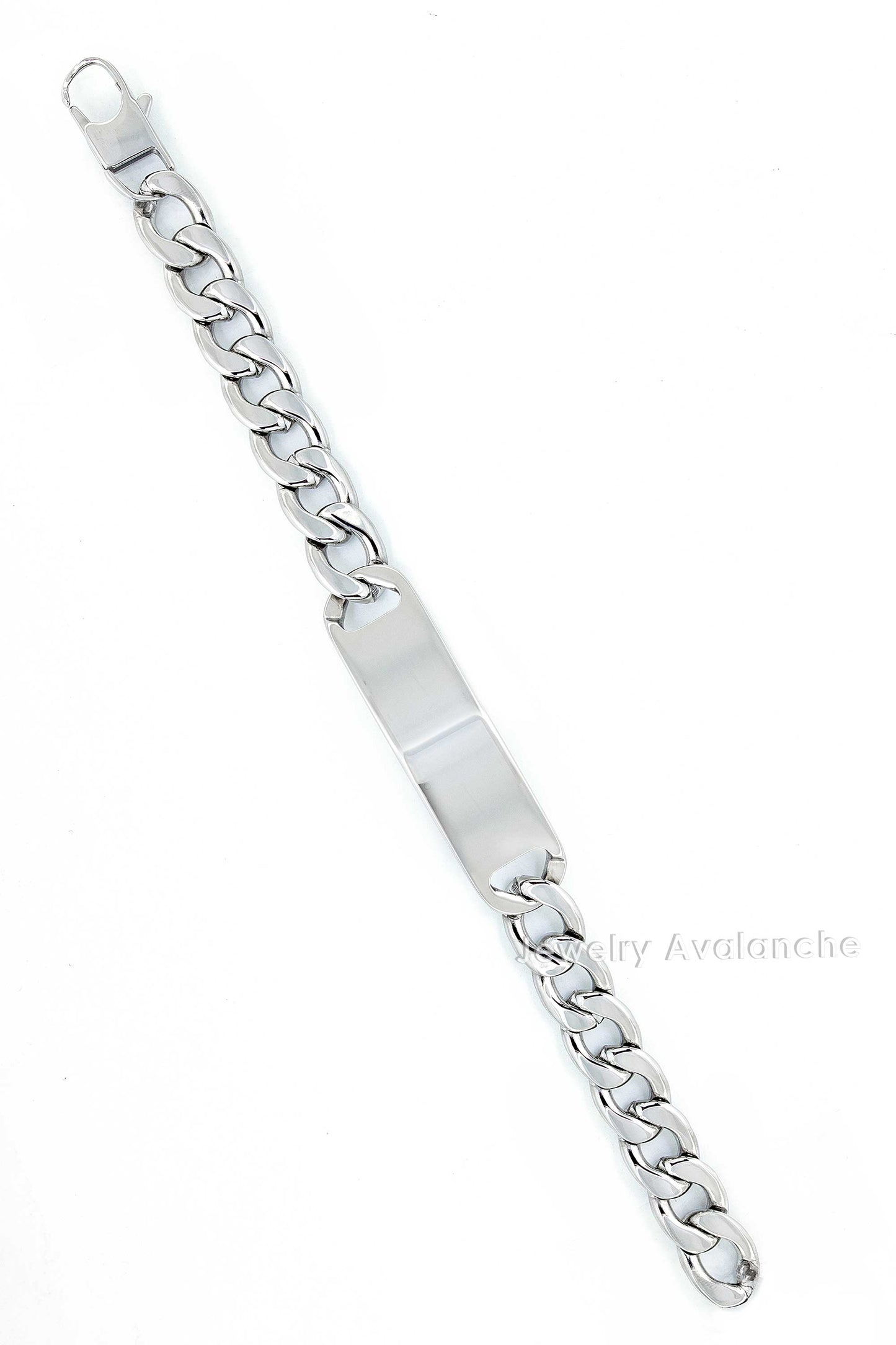 Jewelry Avalanche 8.5" Stainless Steel Men's ID Bracelet, Curb Link Chain, Lobster Clasp