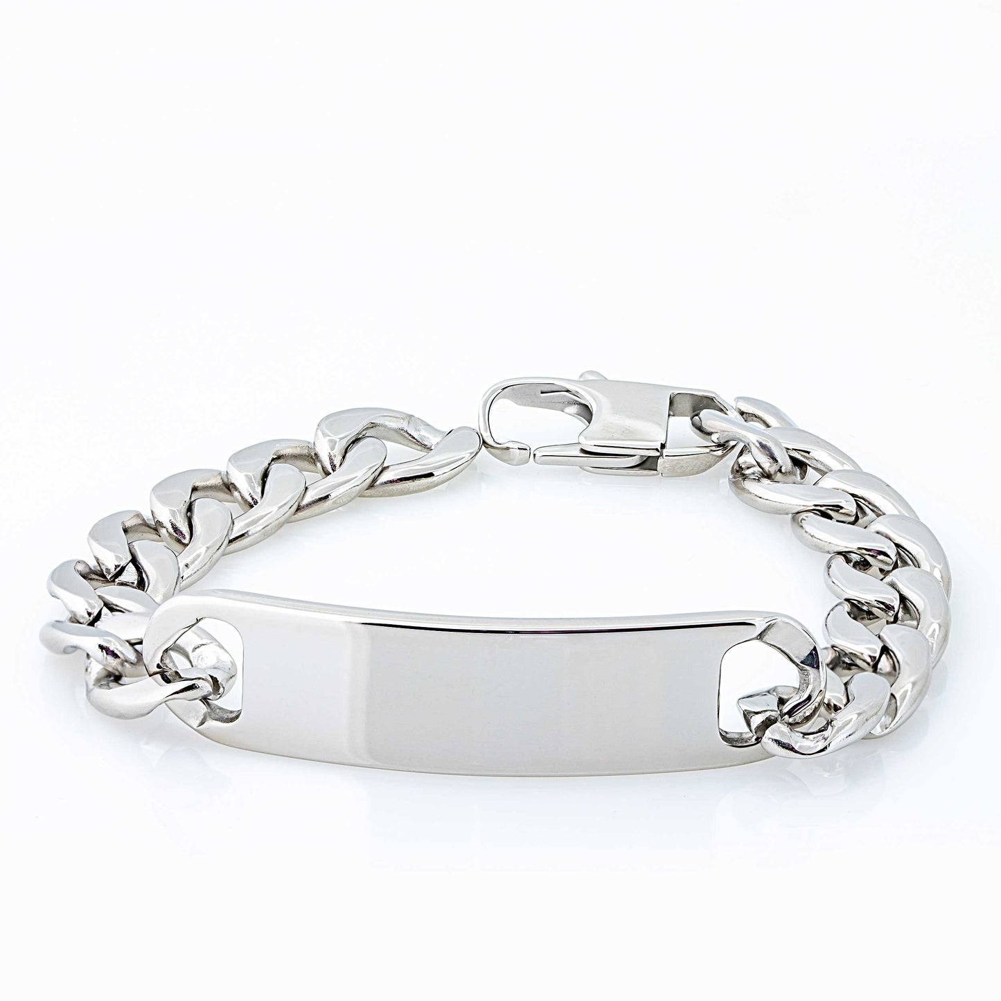 Jewelry Avalanche 8.5" Stainless Steel Men's ID Bracelet, Curb Link Chain, Lobster Clasp