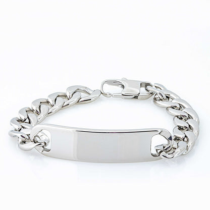 Jewelry Avalanche 8.5" Stainless Steel Men's ID Bracelet, Curb Link Chain, Lobster Clasp