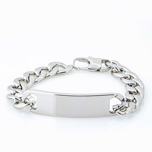 Jewelry Avalanche 8.5" Stainless Steel Men's ID Bracelet, Curb Link Chain, Lobster Clasp