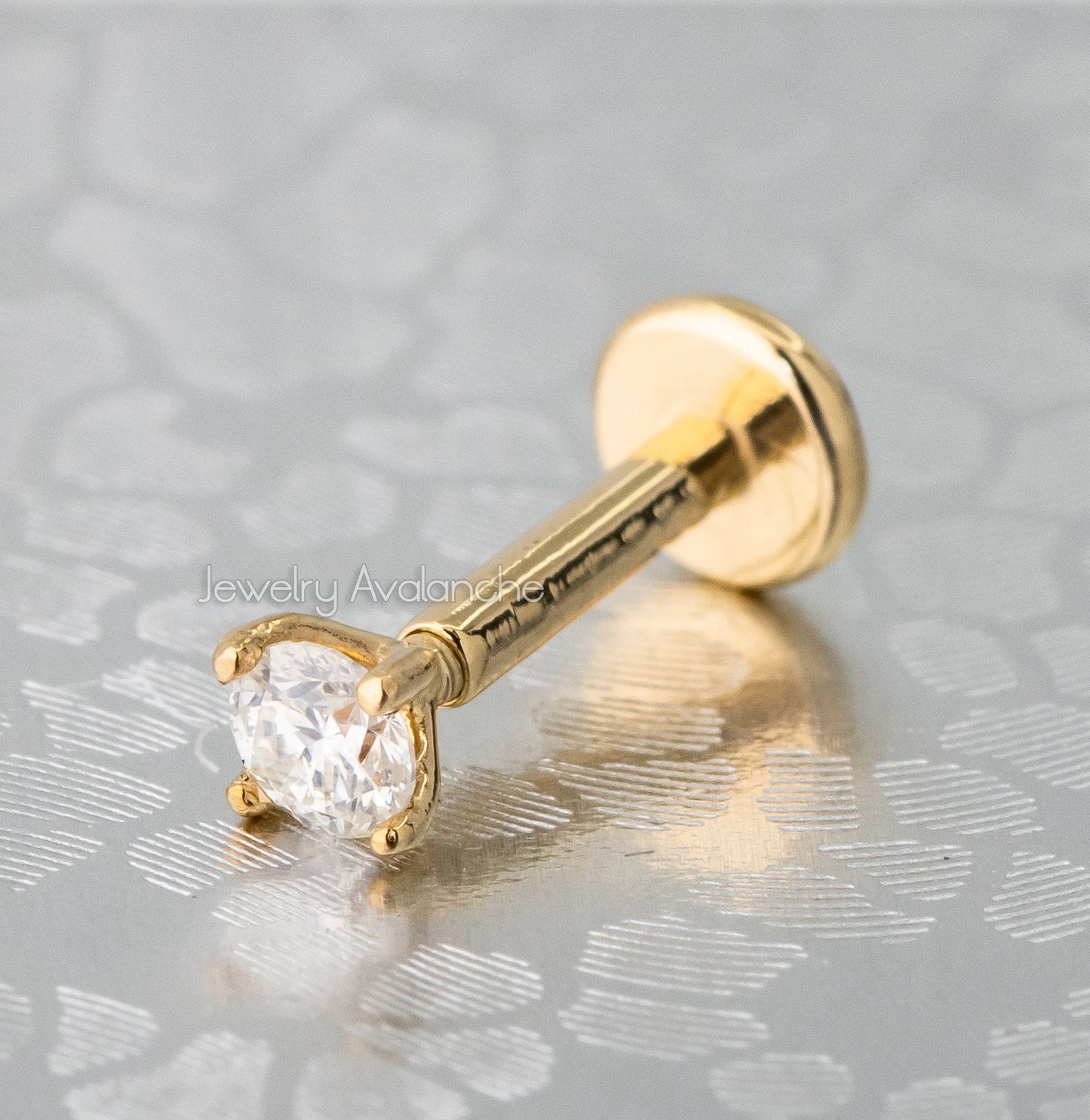 Jewelry Avalanche Unisex 16G 14K Gold 2.5mm Moissanite Labret Studs, Monroe, Lip Ring, 16G