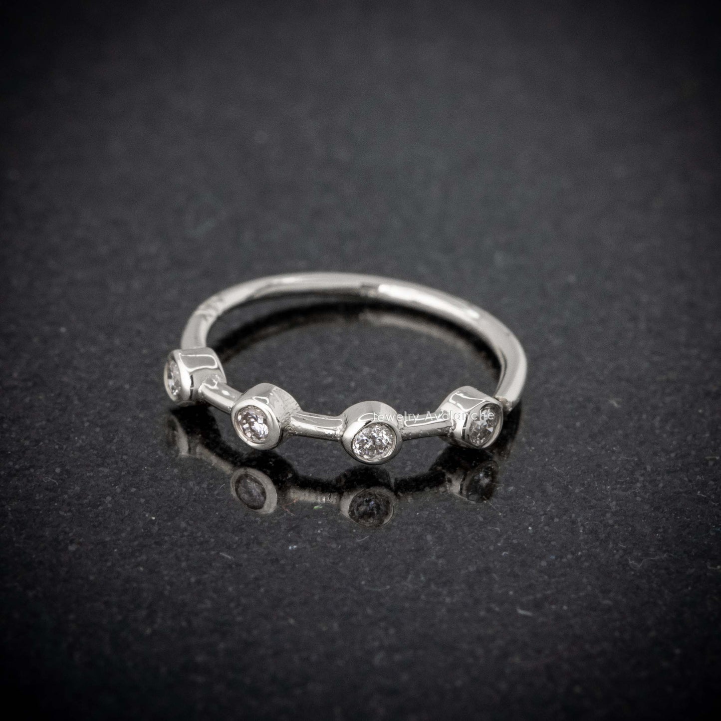Jewelry Avalanche 14K Gold 4-stone Diamond Nose Hoop, Bezel Set, 8mm, 20G Nose Ring