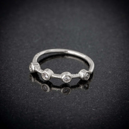 Jewelry Avalanche 14K Gold 4-stone Diamond Nose Hoop, Bezel Set, 8mm, 20G Nose Ring
