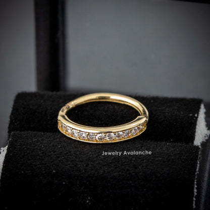 Jewelry Avalanche Solid 20G 14K Gold Prong Set 11-Stone Diamond Nose Ring