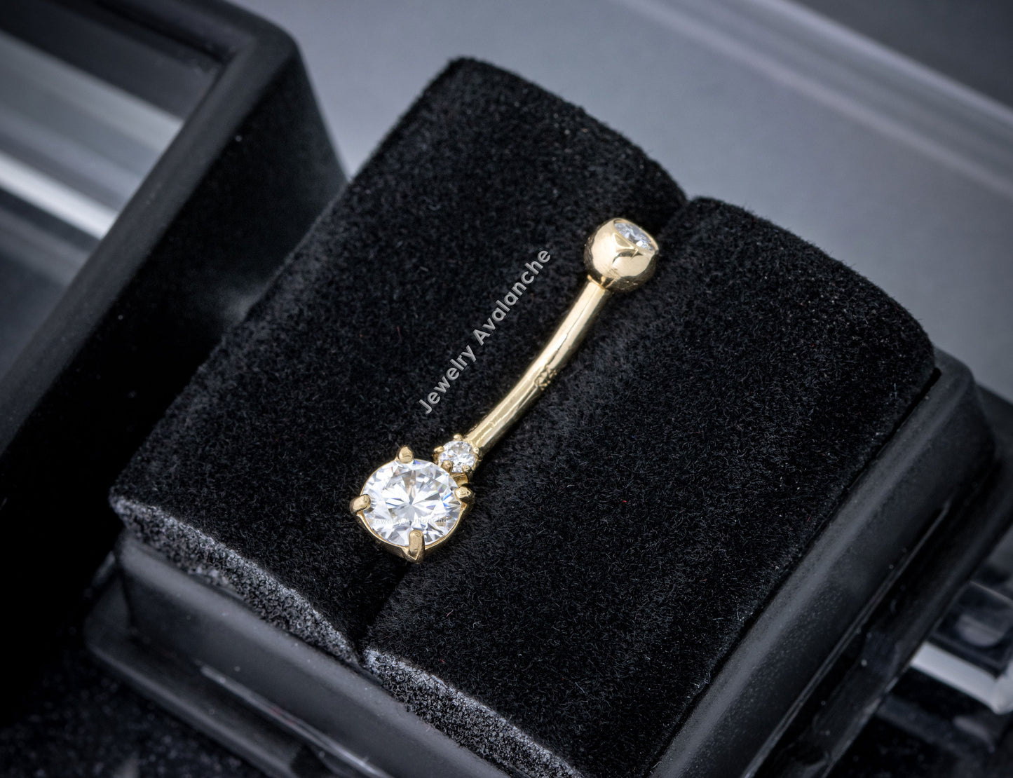 Jewelry Avalanche 14K Gold 0.60ctw Moissanite Belly Button Ring 14G Navel Ring