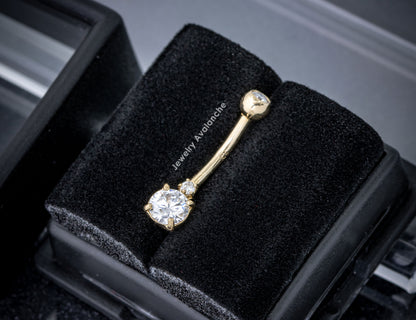 Jewelry Avalanche 14K Gold 0.60ctw Moissanite Belly Button Ring 14G Navel Ring