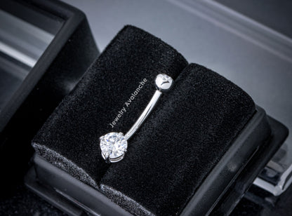 Jewelry Avalanche 14K Gold Belly Button Ring 0.57 ctw. Moissanite 14G Barbell Navel Ring