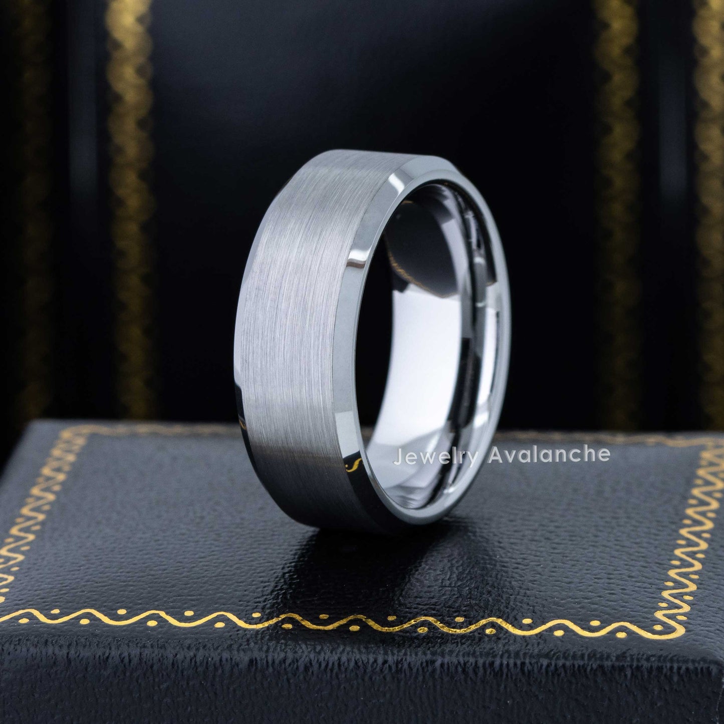 Jewelry Avalanche Mens Beveled Tungsten Carbide Wedding Band, Comfort-fit, 8mm