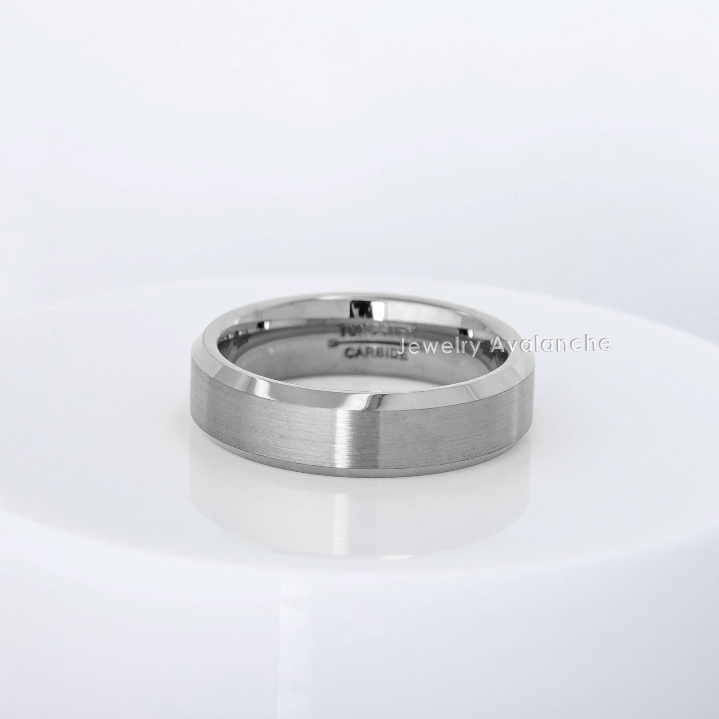 Jewelry Avalanche Brushed Center Shiny Beveled Tungsten Carbide Wedding Band, Comfort-fit, 6mm