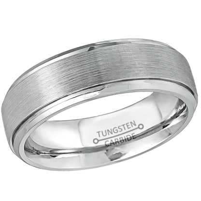 Jewelry Avalanche Brushed Finish Tungsten Carbide Mens Wedding Band, Comfort-fit, 7mm