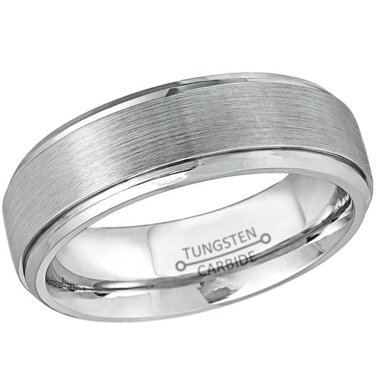 Jewelry Avalanche Brushed Finish Tungsten Carbide Mens Wedding Band, Comfort-fit, 7mm