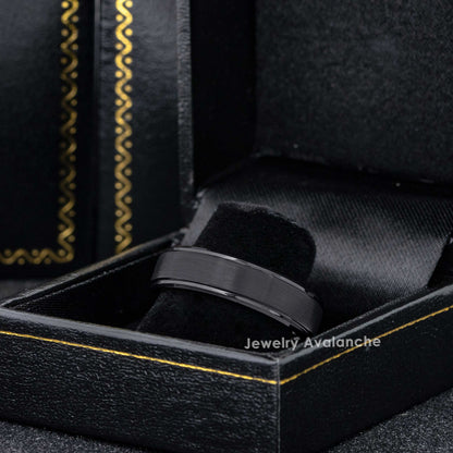 Jewelry Avalanche Black Brushed Finish Stepped Tungsten Carbide Wedding Band, Comfort-fit, 6mm