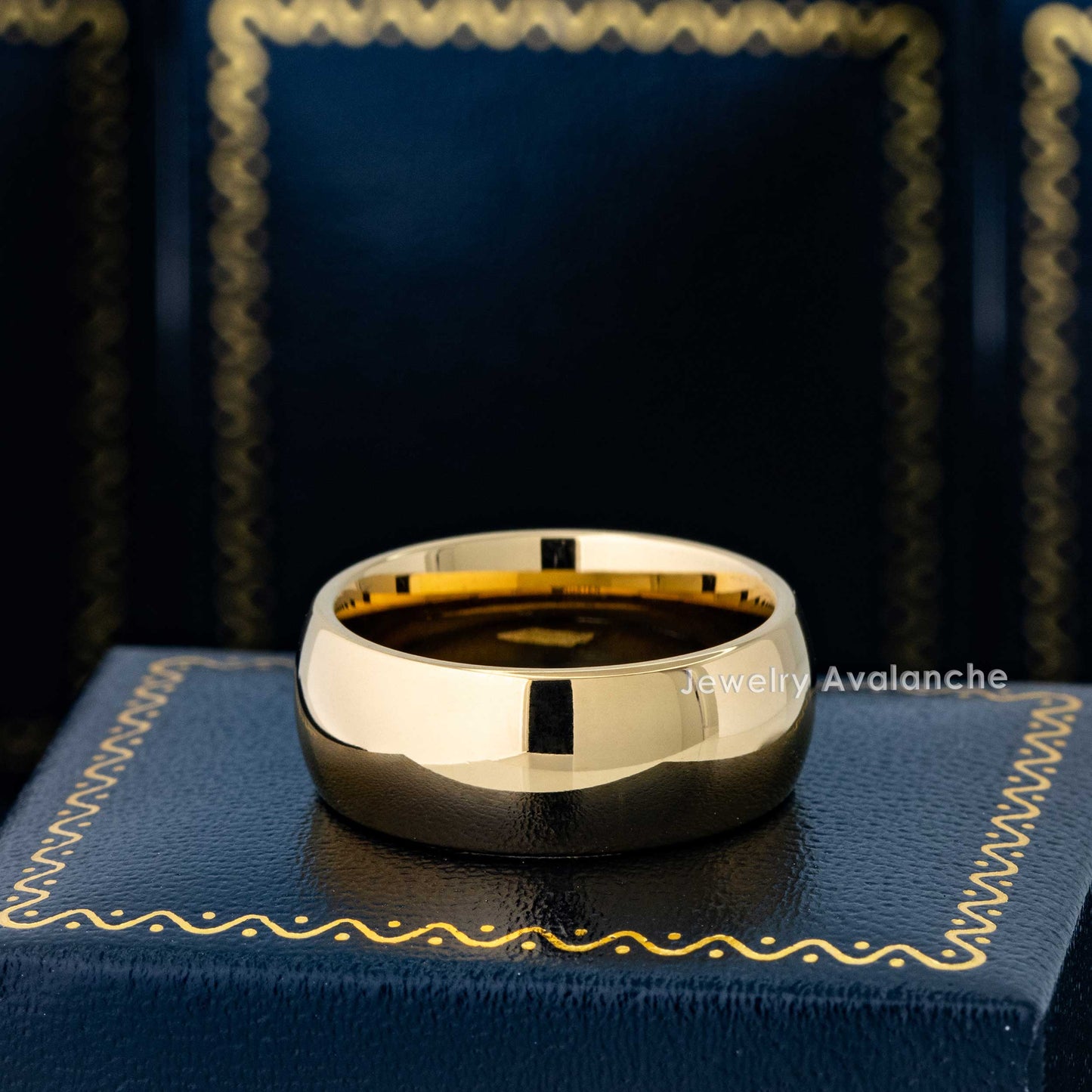 Jewelry Avalanche Gold IP Polished Finish Dome Tungsten Carbide Wedding Band, Comfort-fit, 9mm