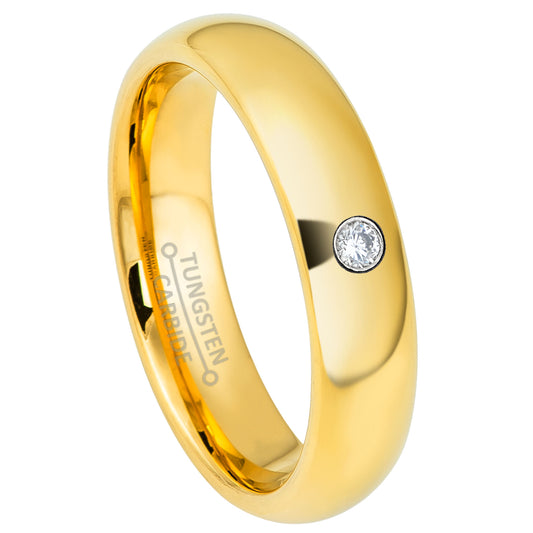 Jewelry Avalanche 5mm Dome Gold Tungsten Diamond Wedding Band Men Women