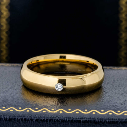 Jewelry Avalanche 5mm Dome Gold Tungsten Diamond Wedding Band Men Women