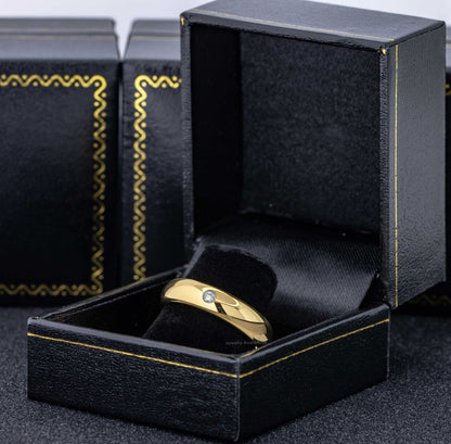 Jewelry Avalanche 5mm Dome Gold Tungsten Diamond Wedding Band Men Women