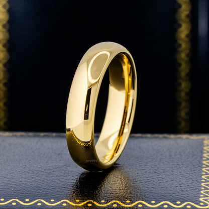Jewelry Avalanche Womens 5mm Dome Tungsten Carbide Wedding Band - Comfort Fit Polished Gold IP