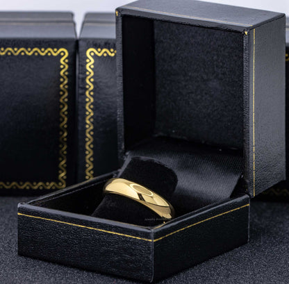 Jewelry Avalanche Womens 5mm Dome Tungsten Carbide Wedding Band - Comfort Fit Polished Gold IP
