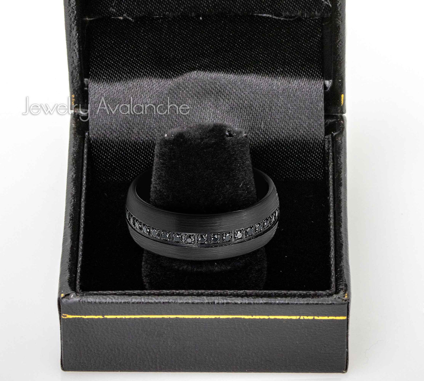 Jewelry Avalanche Black IP Brushed Finish Eternity CZ Dome Tungsten Carbide Wedding Band, Comfort-fit, 8mm