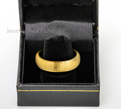 Jewelry Avalanche Gold IP Dome Brushed Center Beveled Tungsten Carbide Wedding Band, Comfort-fit, 6mm